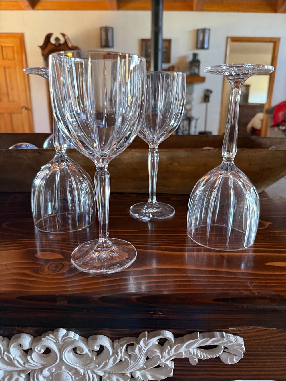 Waterford Clear Crystal Fluted Wine Glasses - Transparent